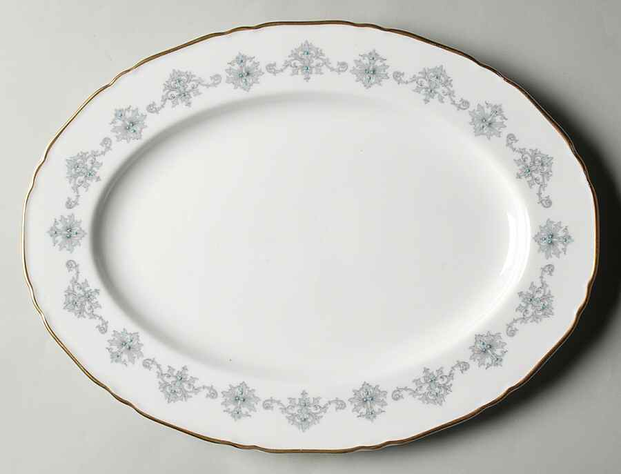 Blue Medallion 13" Oval Serving Platter by Royal Worcester-1