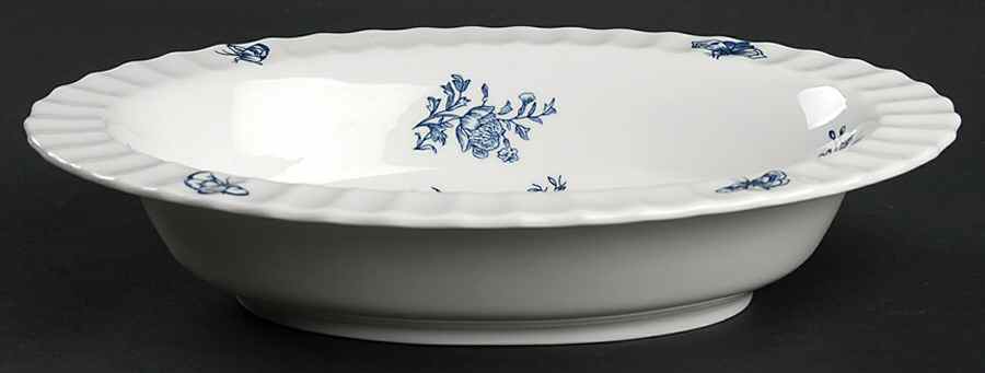 Blue Sprays (Ribbed) 10" Oval Vegetable Bowl by Royal Worcester-1