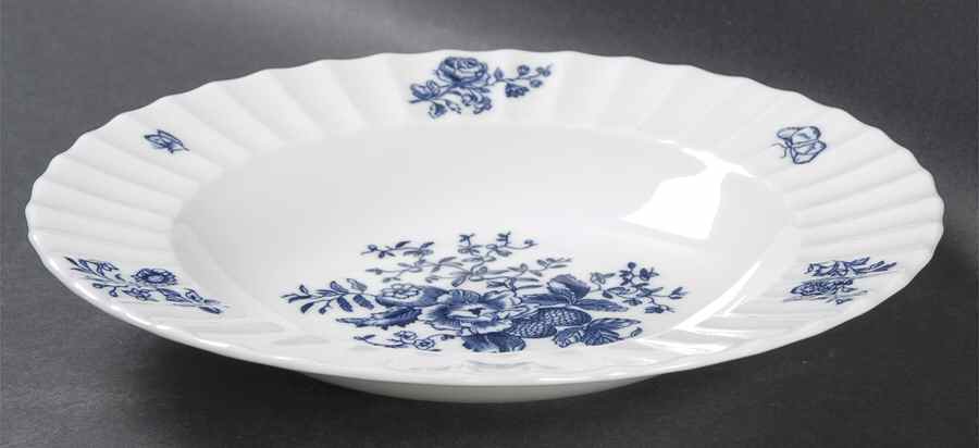 Blue Sprays (Ribbed) Rim Soup Bowl by Royal Worcester-1