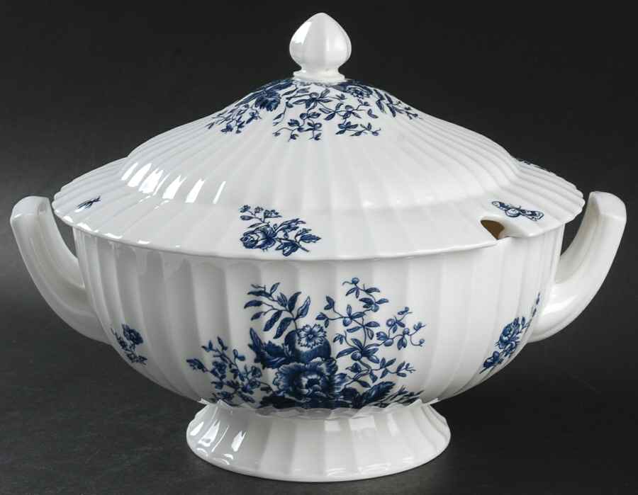 Blue Sprays (Ribbed) Tureen &  Lid by Royal Worcester-1
