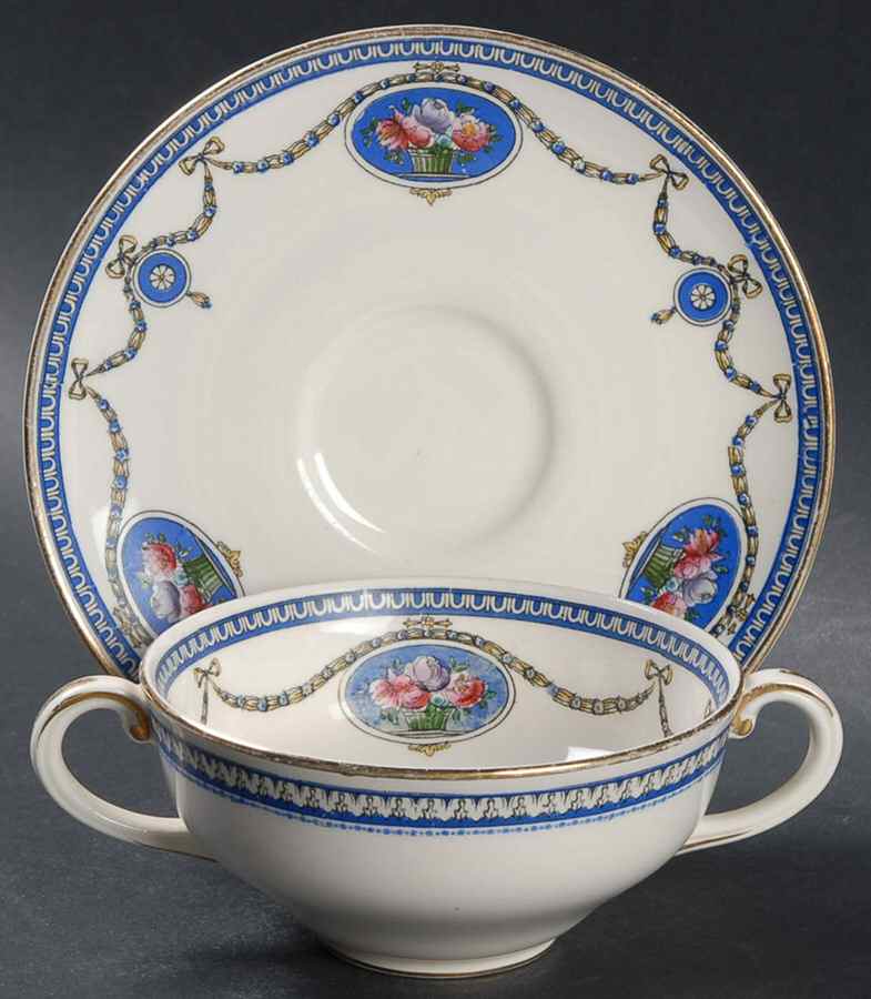 Cameo Flat Bouillon Cup & Saucer by Royal Worcester-1