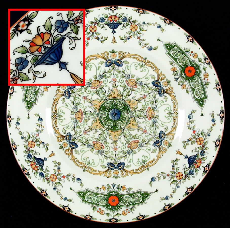 Canopic (Red Flowers and Green) Dinner Plate by Royal Worcester-1