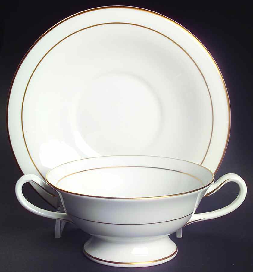 Contessa Footed Cream Soup Bowl & Saucer Set by Royal Worcester-1