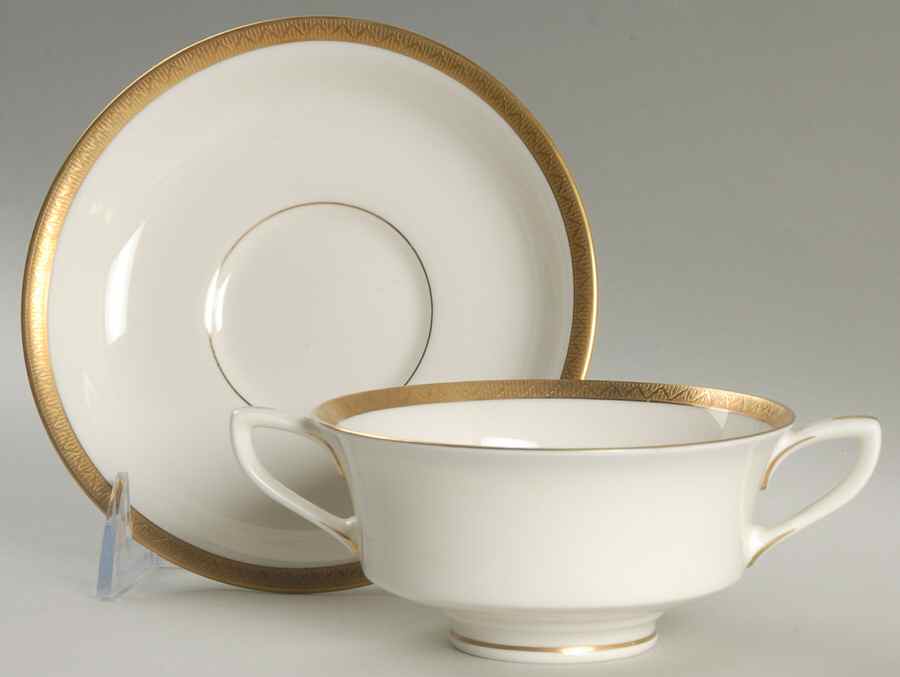 Coventry Footed Cream Soup Bowl & Saucer Set by Royal Worcester-1