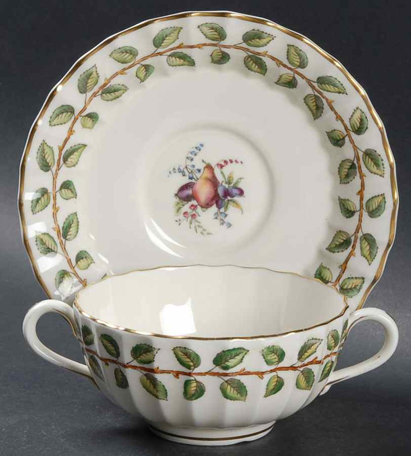 Doreen Footed Cream Soup Bowl & Saucer Set by Royal Worcester-1