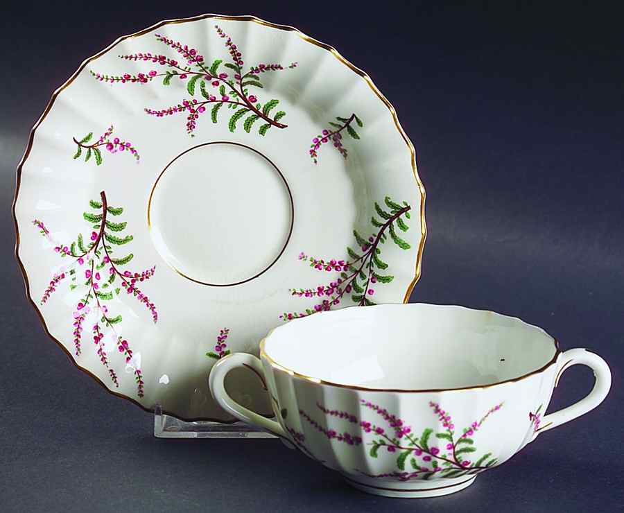 Dunrobin Footed Cream Soup Bowl & Saucer Set by Royal Worcester-1