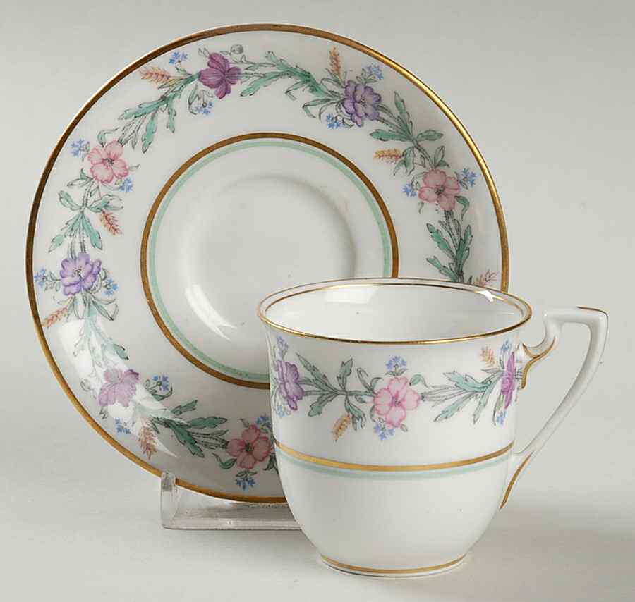 Elysian (White Body) Flat Demitasse Cup & Saucer Set by Royal Worcester-1