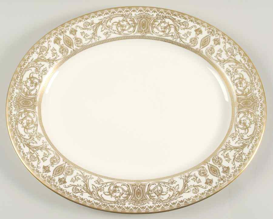 Embassy White and Gold 15" Oval Serving Platter by Royal Worcester-1