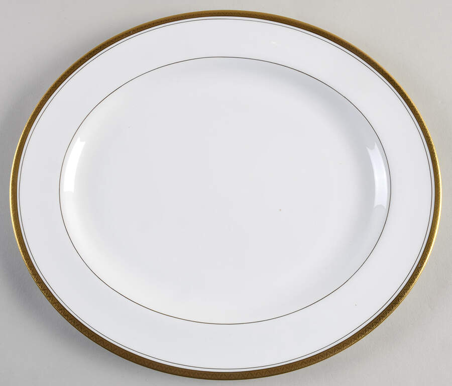 Empire (Gold Trim) 13" Oval Serving Platter by Royal Worcester-1