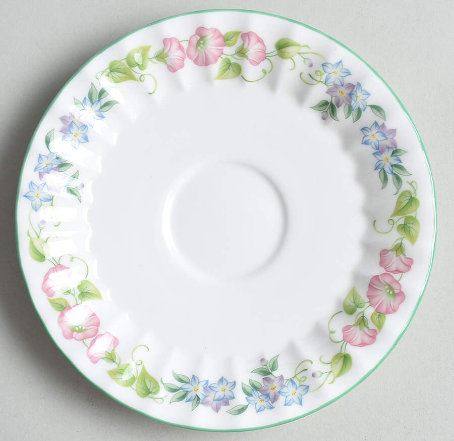 English Garden (Green Trim) Saucer by Royal Worcester-1