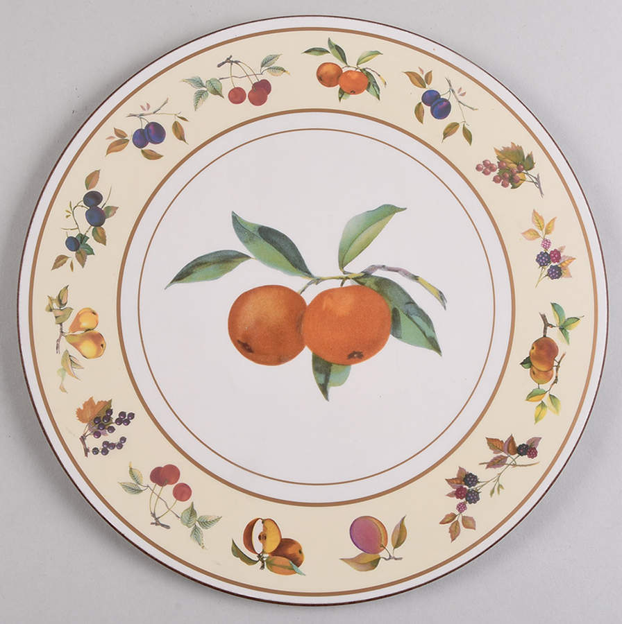 Evesham Vale Round Cork Back Trivet by Royal Worcester-1