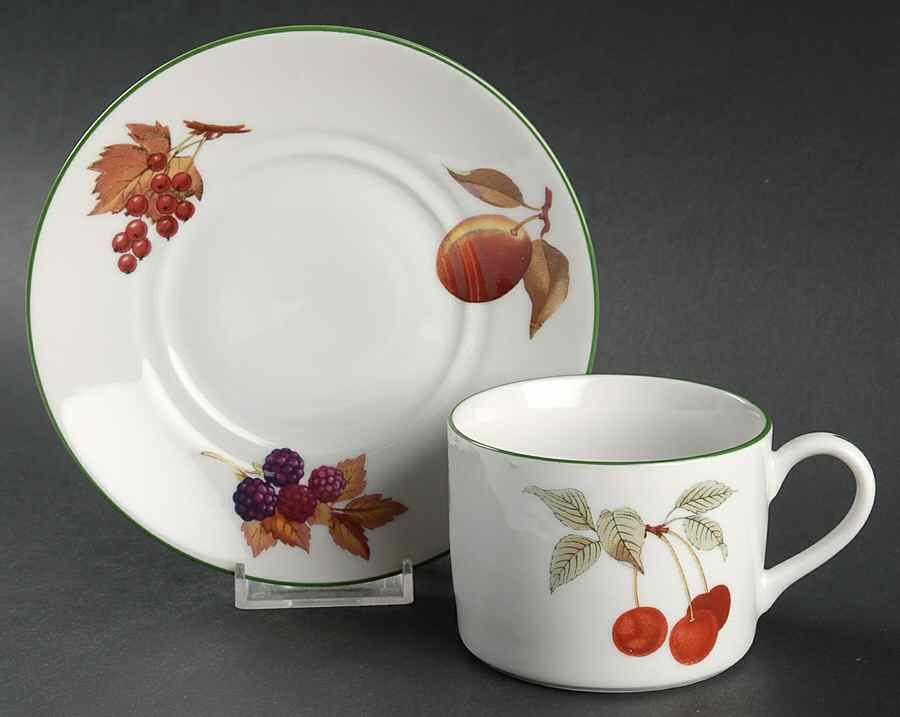 Evesham Vale Flat Cup & Saucer Set by Royal Worcester-1