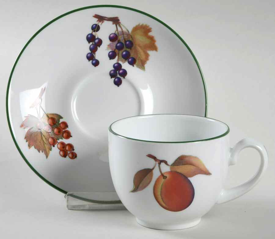 Evesham Vale Flat Demitasse Cup & Saucer Set by Royal Worcester-1