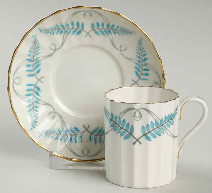 Ferncroft Turquoise Flat Demitasse Cup & Saucer Set by Royal Worcester-1