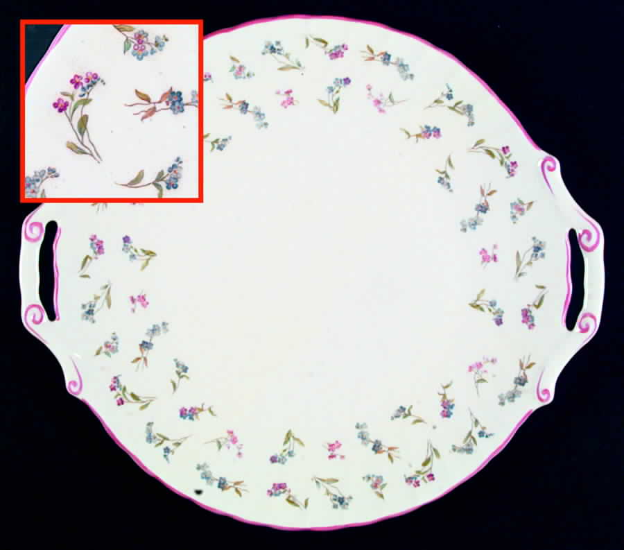 Forget Me Not Pink Handled Cake Plate by Royal Worcester-1