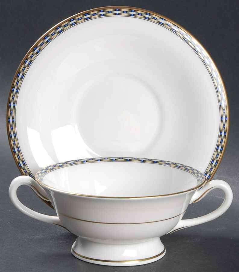 Francesca Footed Cream Soup Bowl & Saucer Set by Royal Worcester-1