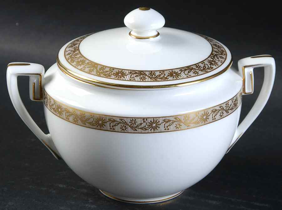 Golden Anniversary Sugar Bowl & Lid by Royal Worcester-1