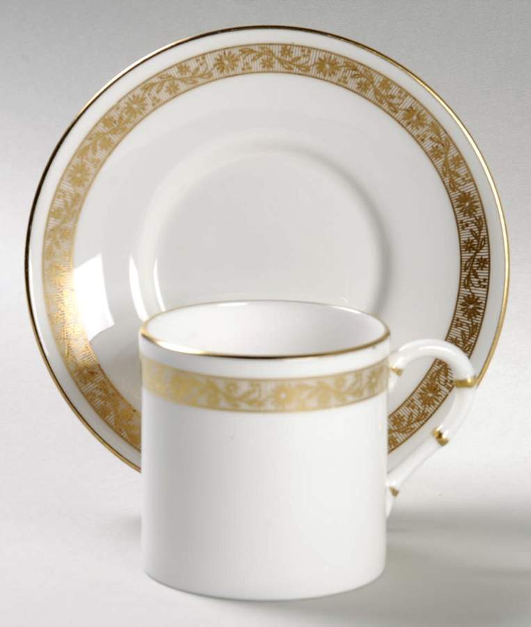 Golden Anniversary Flat Demitasse Cup & Saucer Set by Royal Worcester-1