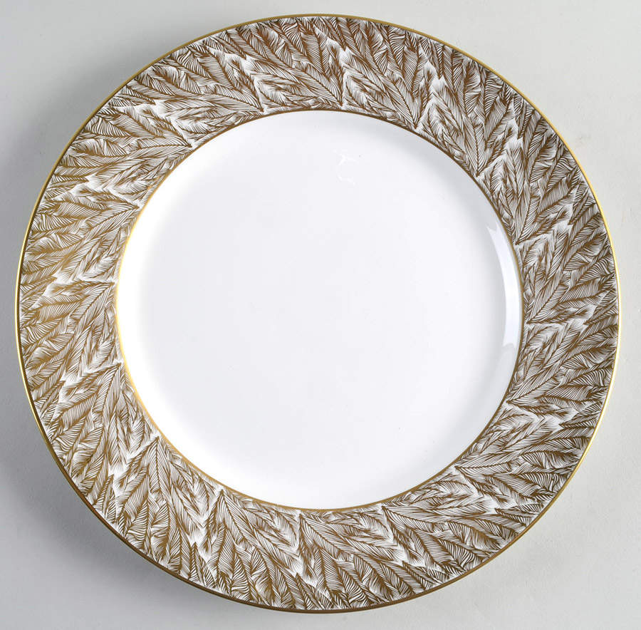 Gold Feathers Service Plate (Charger) by Royal Worcester-1