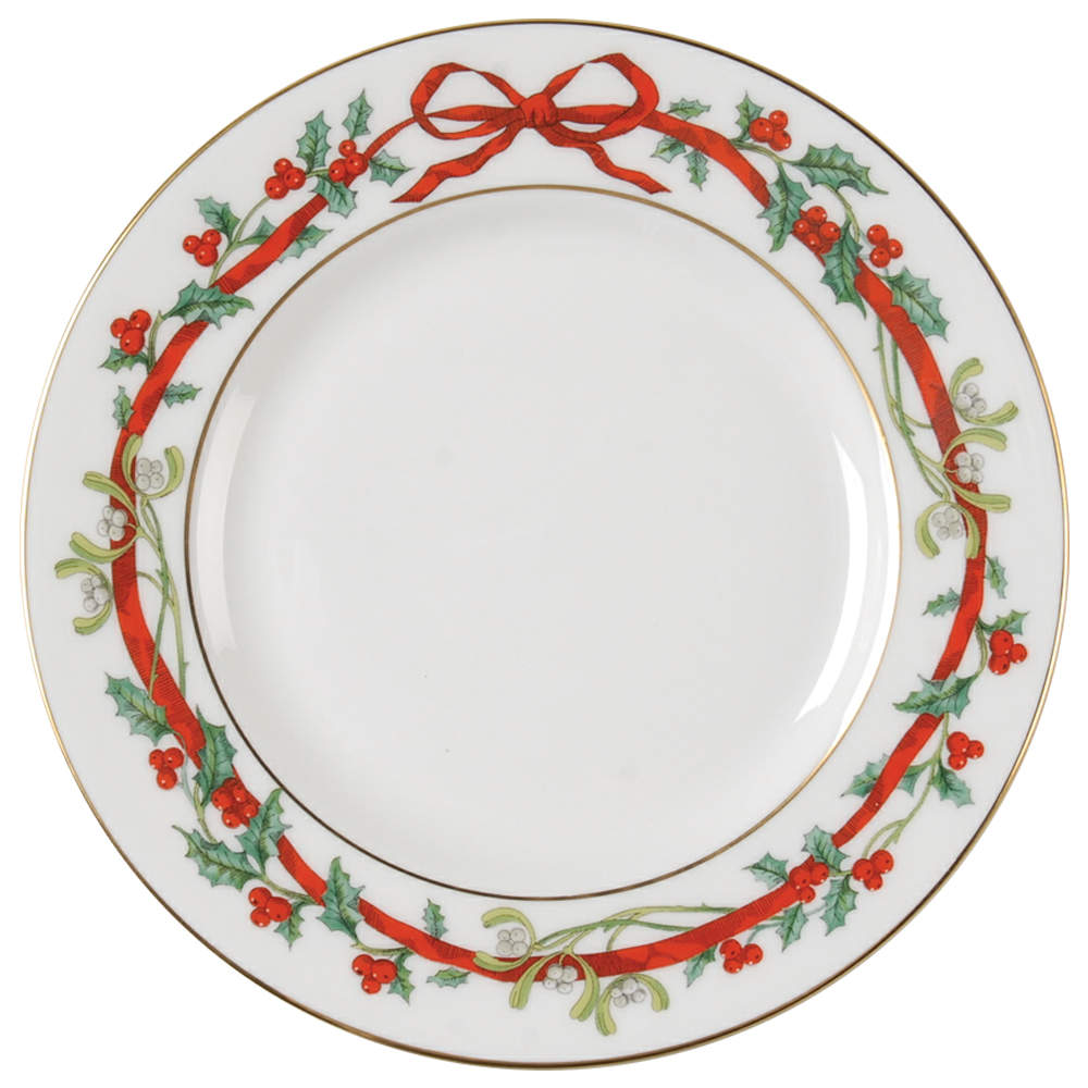 Holly Ribbons Bread & Butter Plate by Royal Worcester-1
