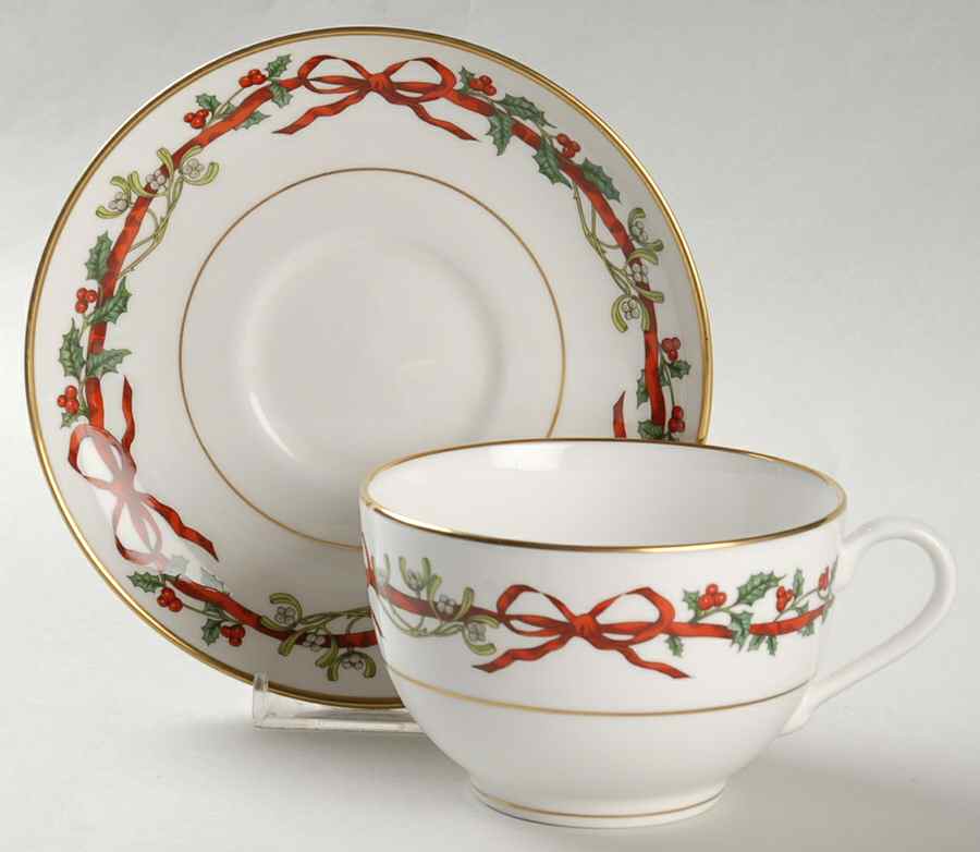 Holly Ribbons Breakfast Cup & Saucer Set by Royal Worcester-1