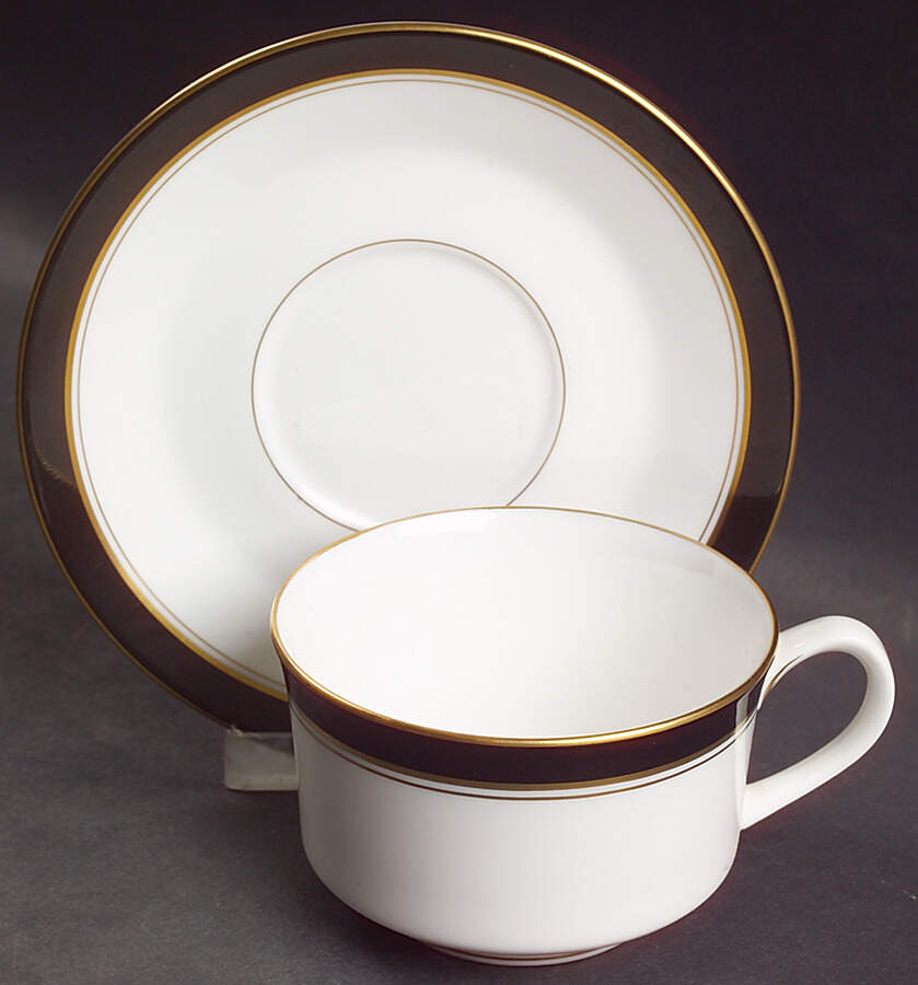 Howard Black (Gold Trim) Flat Cup & Saucer Set by Royal Worcester-1