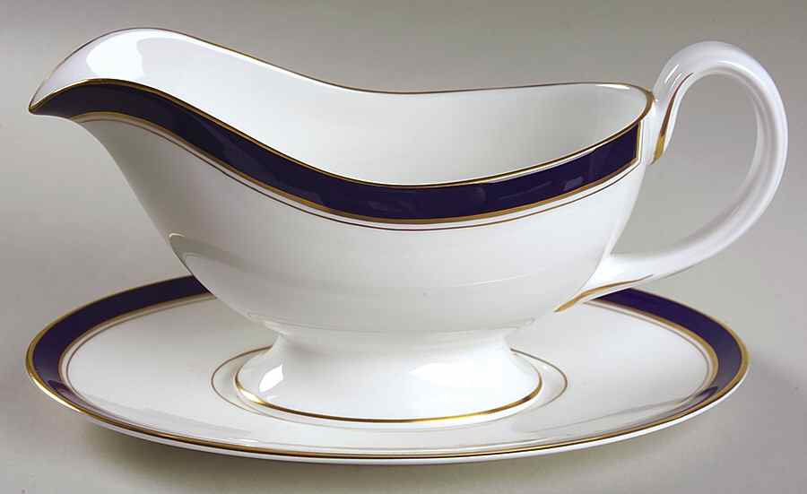 Howard-Cobalt Blue (Gold Trim) Gravy Boat & Underplate by Royal Worcester-1