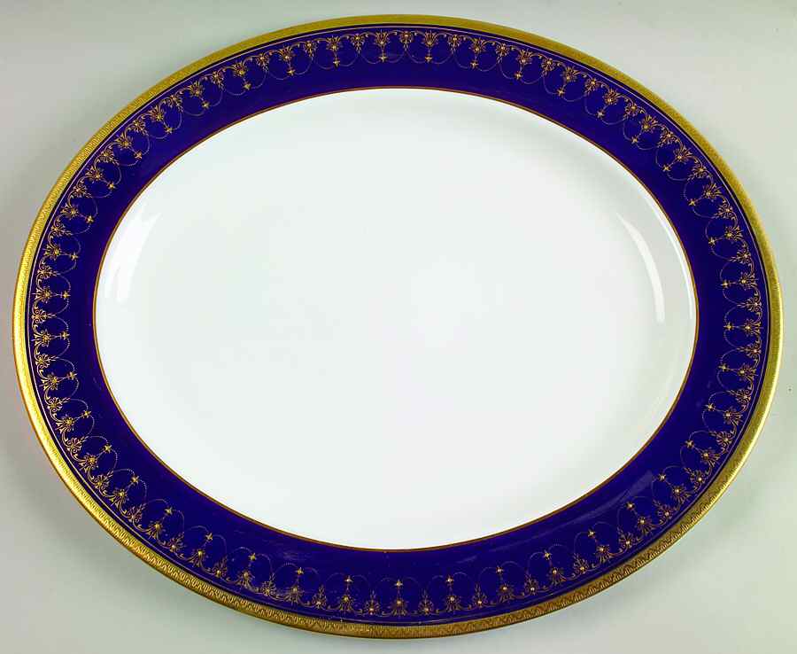 Imperial Blue 15" Oval Serving Platter by Royal Worcester-1