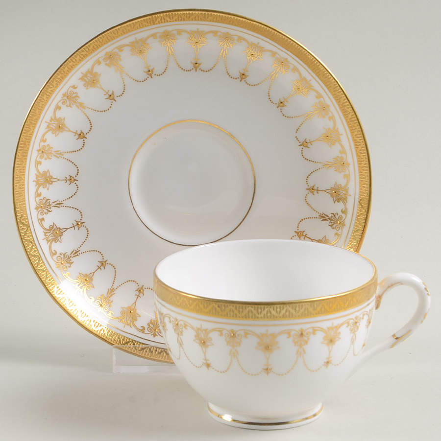 Imperial White Footed Cup & Saucer Set by Royal Worcester-1