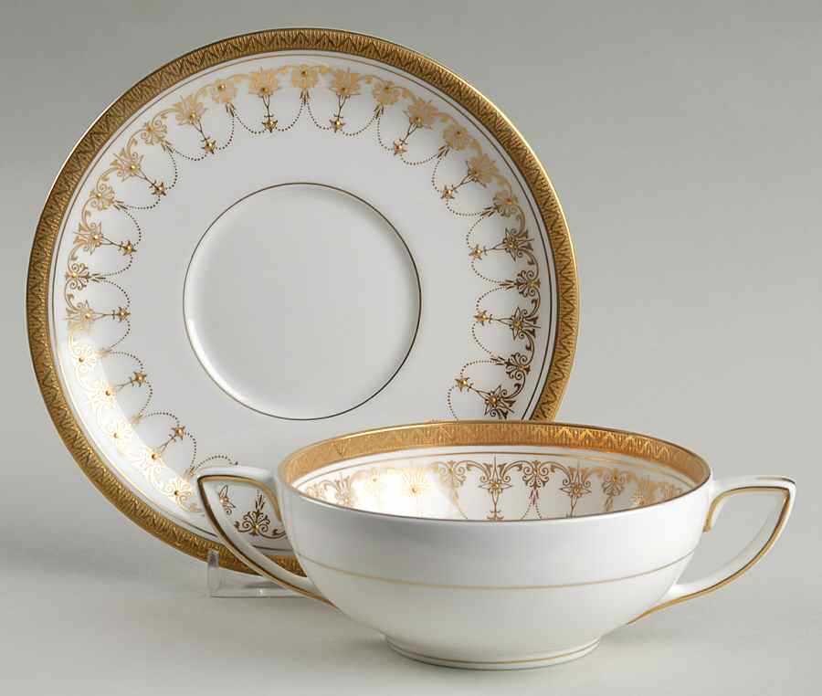 Imperial White Flat Cream Soup Bowl & Saucer Set by Royal Worcester-1