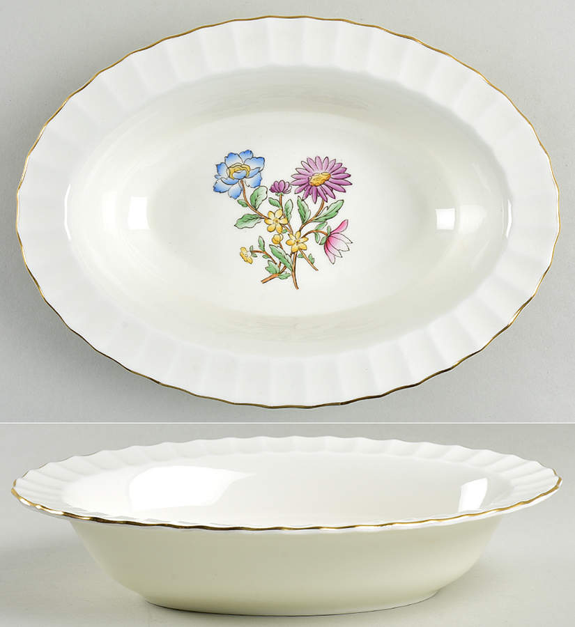 Indian Sprays 9" Oval Vegetable Bowl by Royal Worcester-1