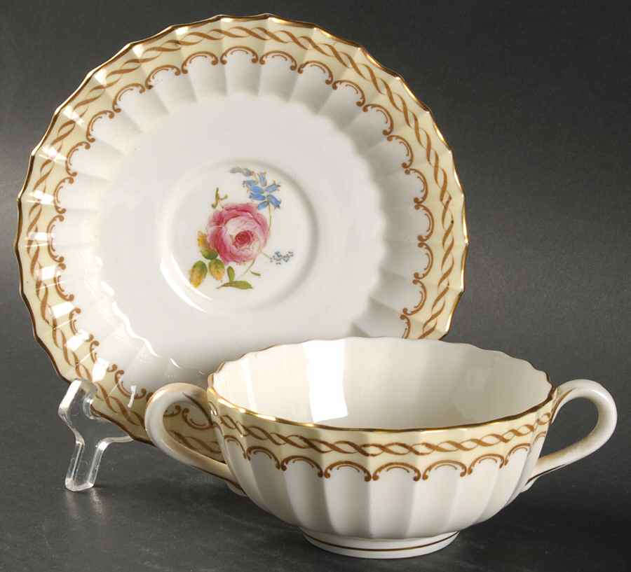 Kent Footed Cream Soup Bowl & Saucer Set by Royal Worcester-1