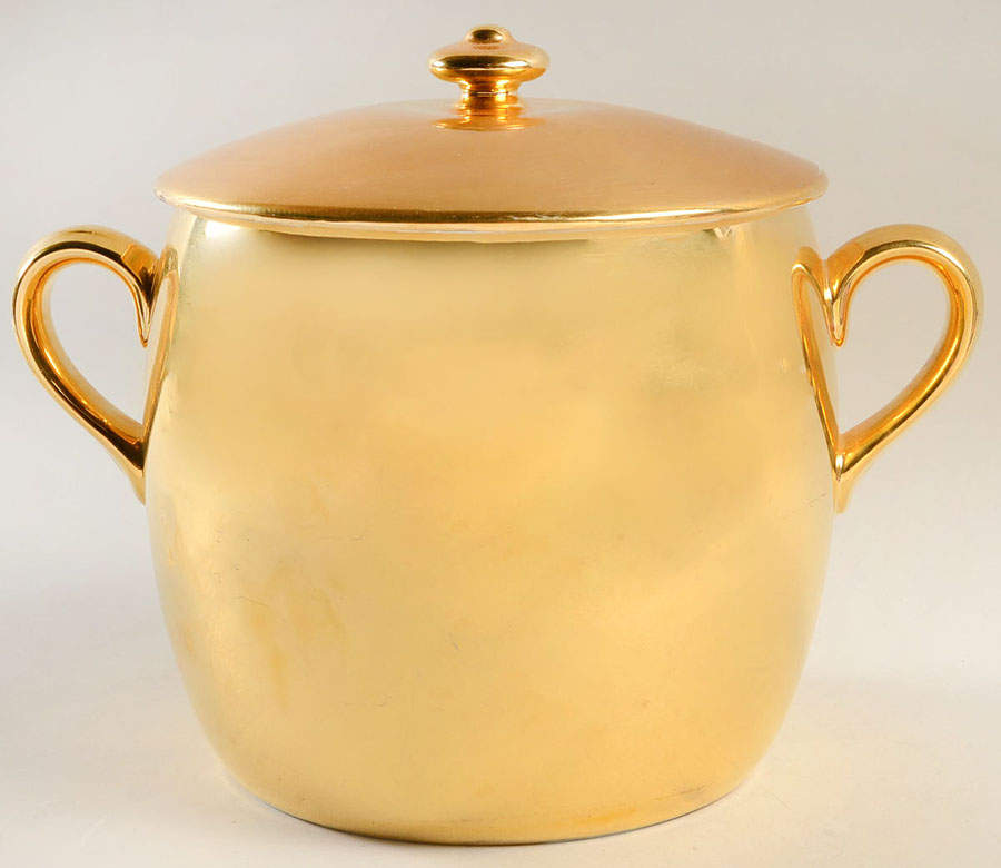 Lustre Gold Bean Pot & Lid by Royal Worcester-1