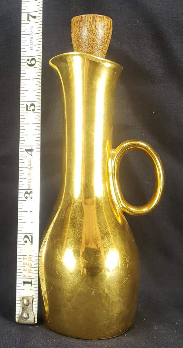 Lustre Gold Oil Or Vinegar Cruet and Stopper by Royal Worcester-1