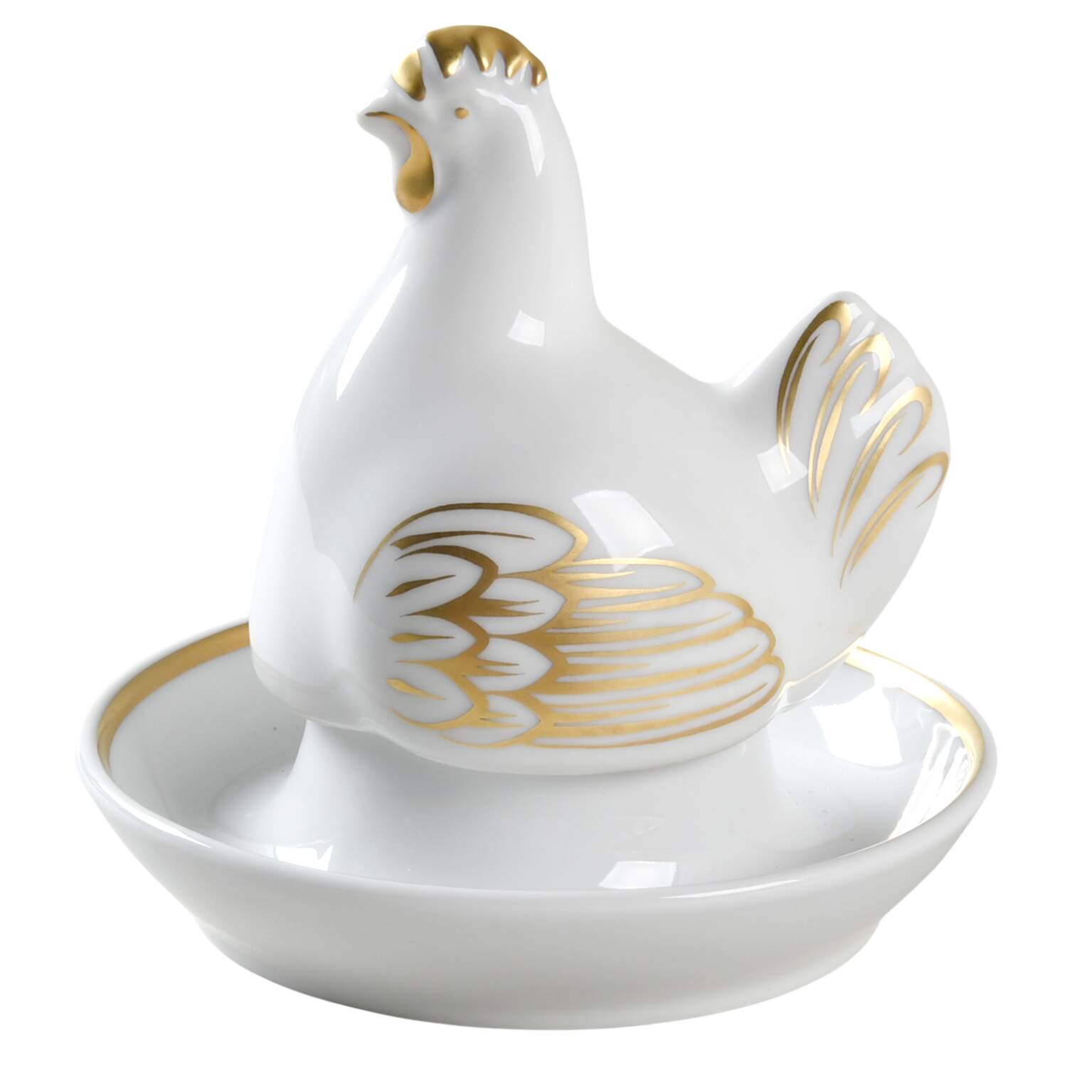 Lustre Gold Egg Holder & Figural Lid by Royal Worcester-1
