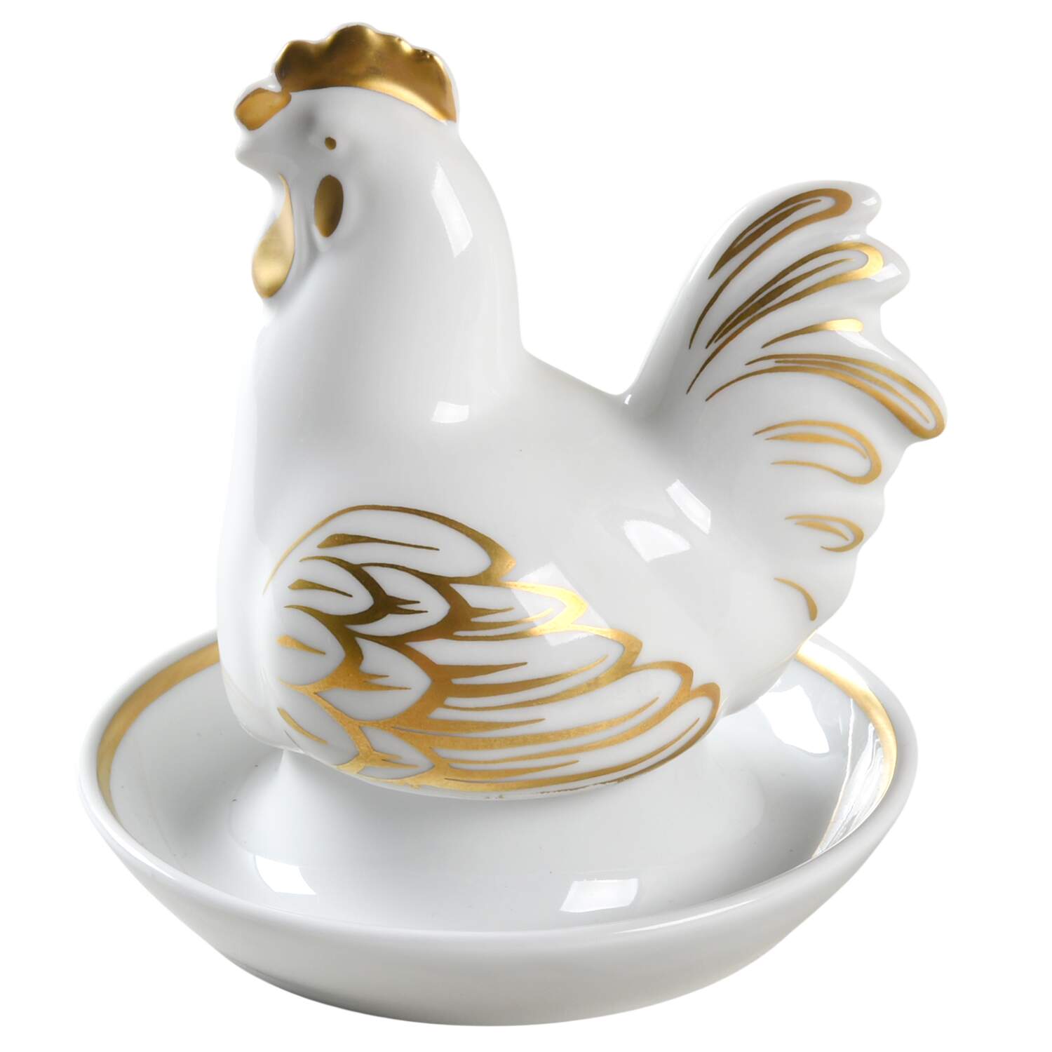 Lustre Gold Egg Holder & Figural Lid by Royal Worcester-1