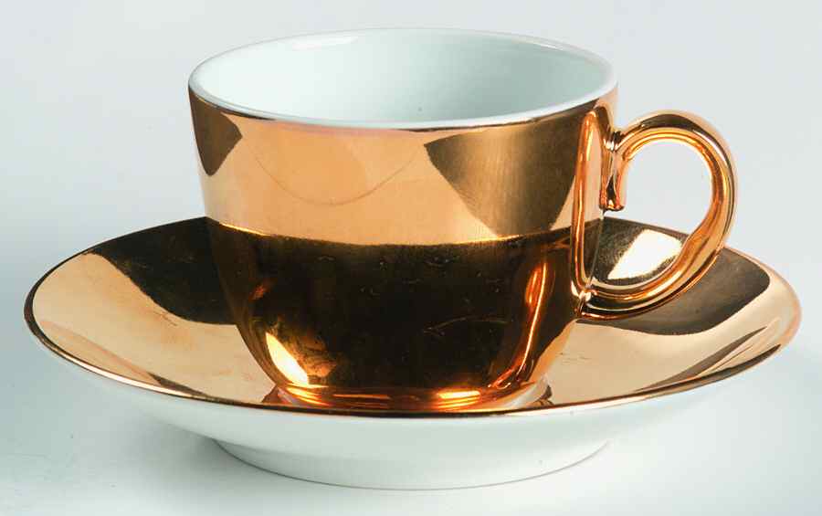 Lustre Gold Flat Demitasse Cup & Saucer Set by Royal Worcester-1