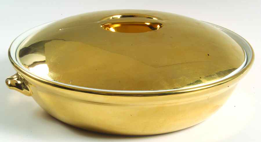 Lustre Gold Large Round Entree Dish & Lid by Royal Worcester-1