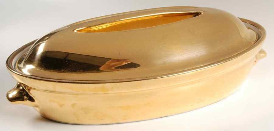 Lustre Gold 1 Quart Oval Covered Casserole by Royal Worcester-1