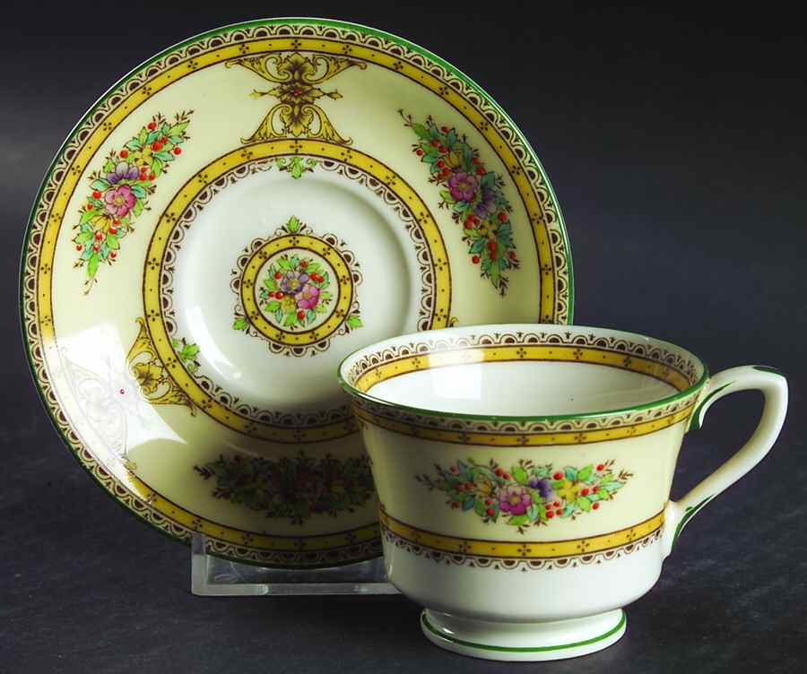 Marjorie Yellow Footed Demitasse Cup & Saucer Set by Royal Worcester-1