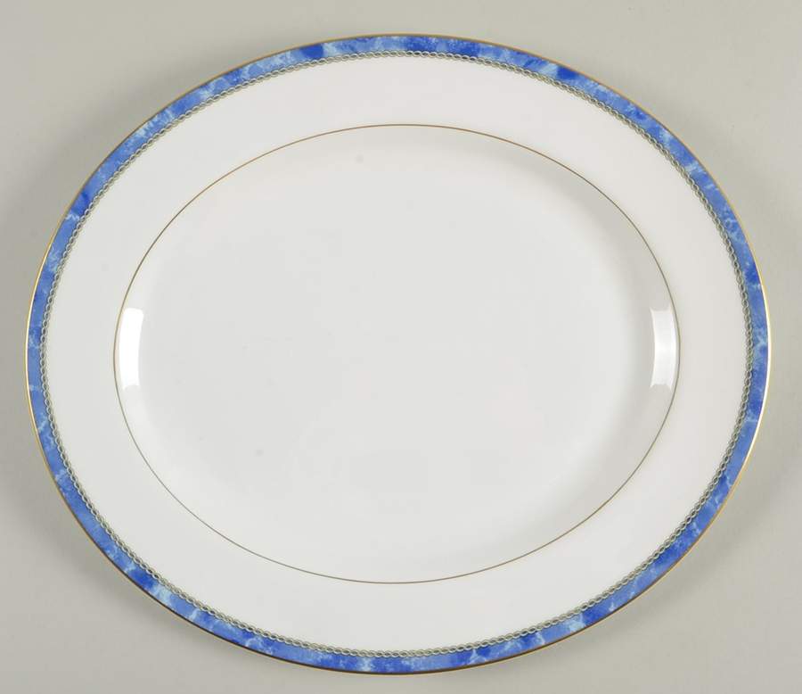 Medici Blue 13" Oval Serving Platter by Royal Worcester-1