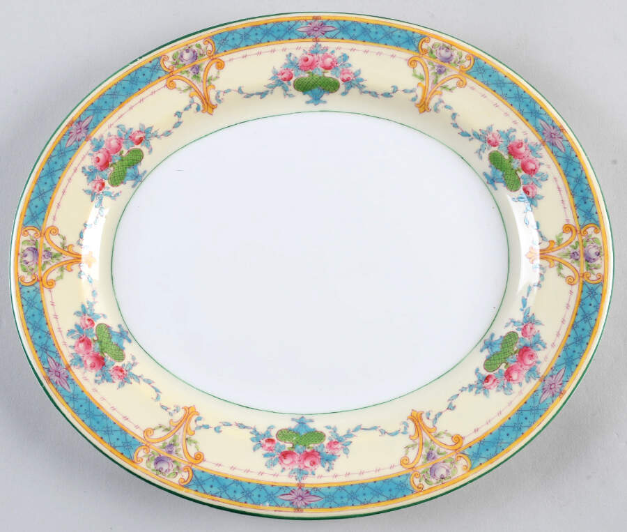 Melba Cream Rim 11" Oval Serving Platter by Royal Worcester-1
