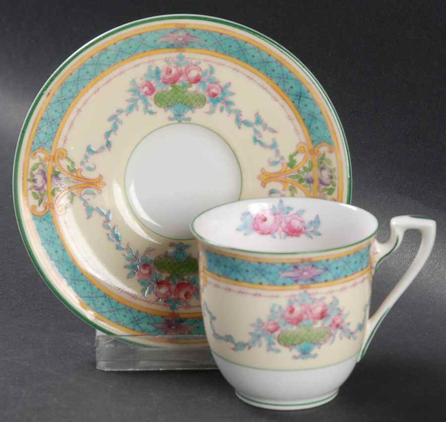 Melba Cream Rim Flat Demitasse Cup & Saucer Set by Royal Worcester-1