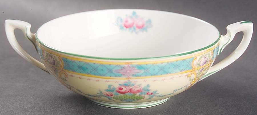 Melba Cream Rim Flat Cream Soup Bowl by Royal Worcester-1