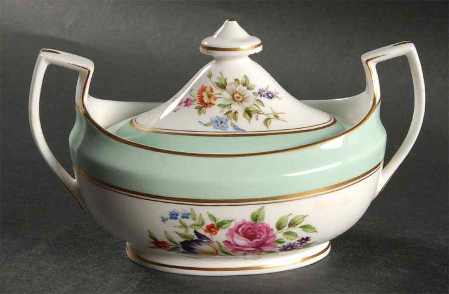 Miranda Light Green Sugar Bowl & Lid by Royal Worcester-1