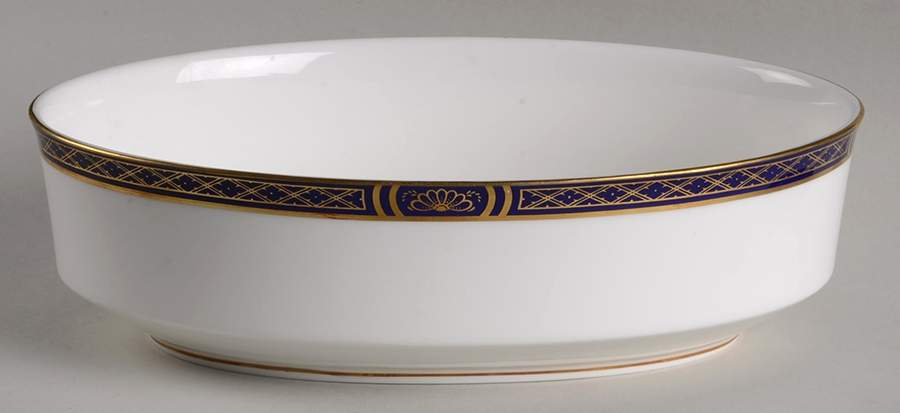 Mountbatten Cobalt Blue (Gold Trim) 8" Oval Vegetable Bowl by Royal Worcester-1