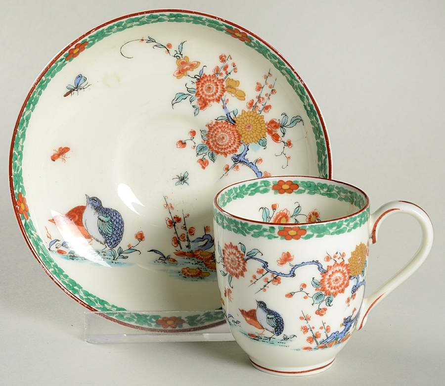 Old Bow Flat Demitasse Cup & Saucer Set by Royal Worcester-1