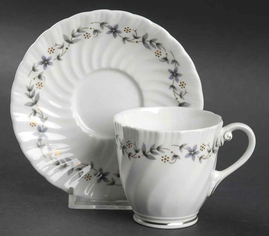 Petite Fleur (Swirl) Footed Demitasse Cup & Saucer Set by Royal Worcester-1