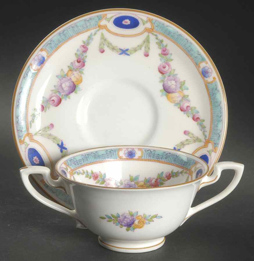 Puritan Footed Bouillon Cup & Saucer by Royal Worcester-1