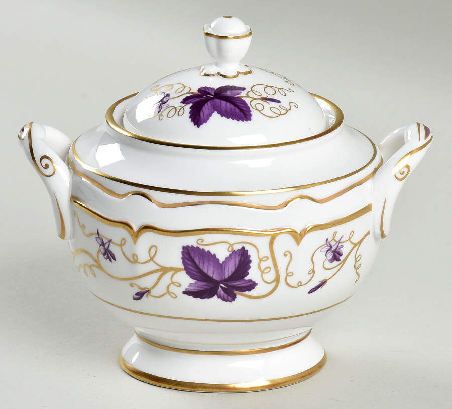 Purple Vine Sugar Bowl & Lid by Royal Worcester-1